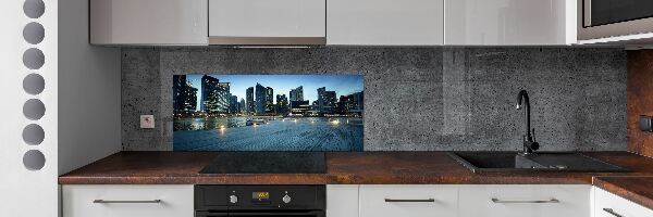 Crédence cuisine en verre trempé Singapour de nuit