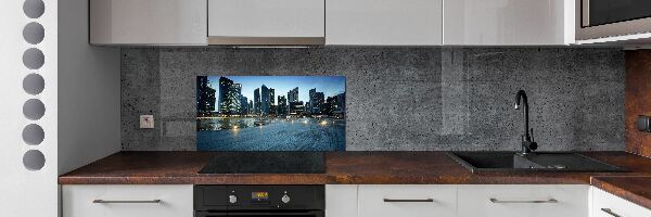 Crédence cuisine en verre trempé Singapour de nuit