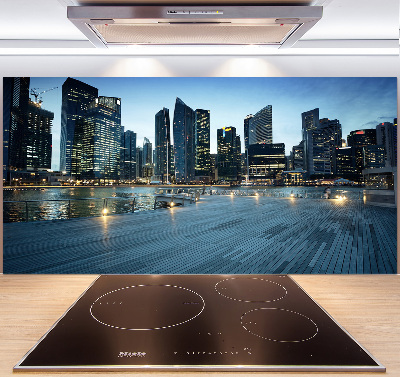 Crédence cuisine en verre trempé Singapour de nuit