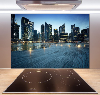 Crédence cuisine en verre trempé Singapour de nuit