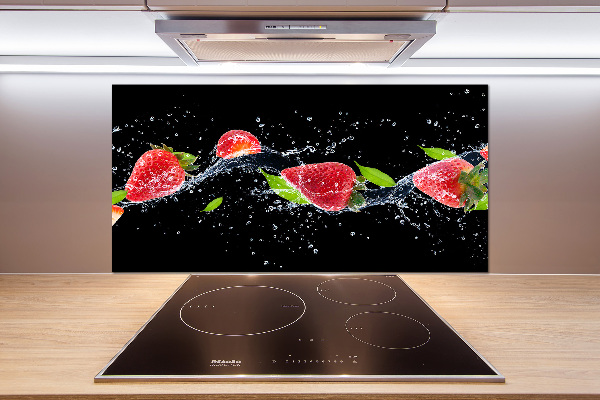Crédence en verre avec motif Fraises et eau