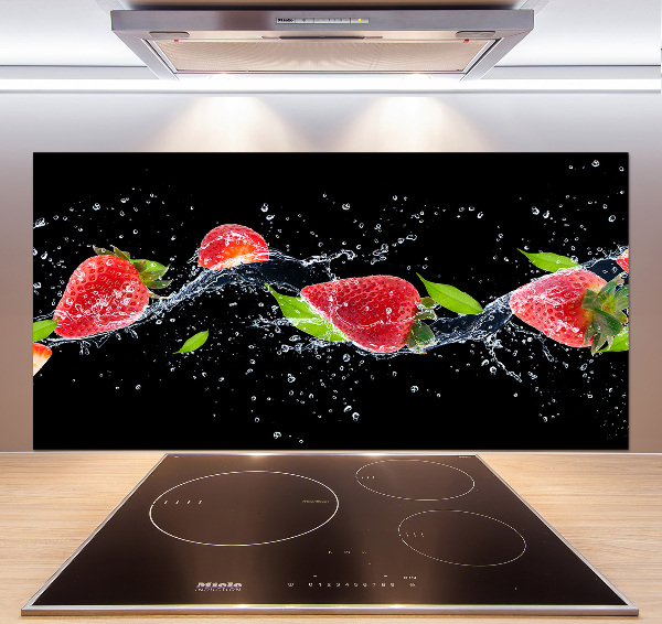 Crédence en verre avec motif Fraises et eau