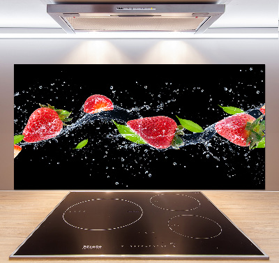 Crédence en verre avec motif Fraises et eau
