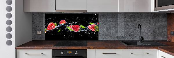 Crédence en verre avec motif Fraises et eau