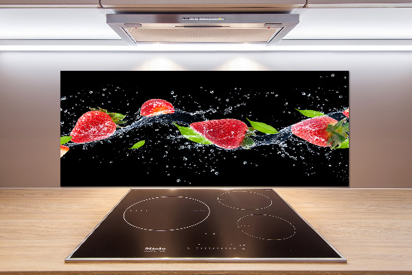 Crédence en verre avec motif Fraises et eau