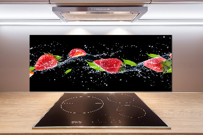 Crédence en verre avec motif Fraises et eau