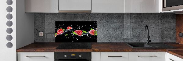 Crédence en verre avec motif Fraises et eau