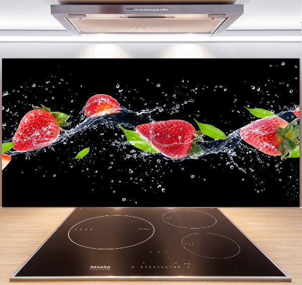Crédence en verre avec motif Fraises et eau