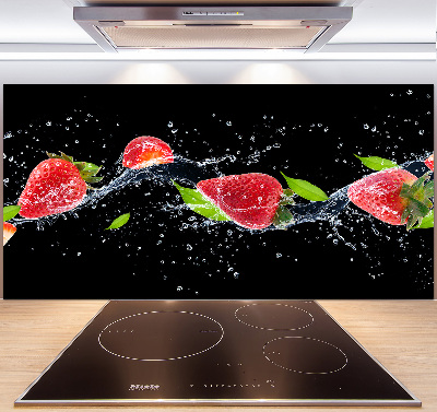 Crédence en verre avec motif Fraises et eau