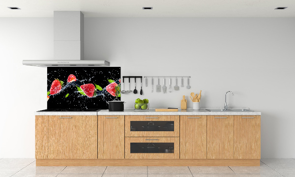 Crédence en verre avec motif Fraises et eau