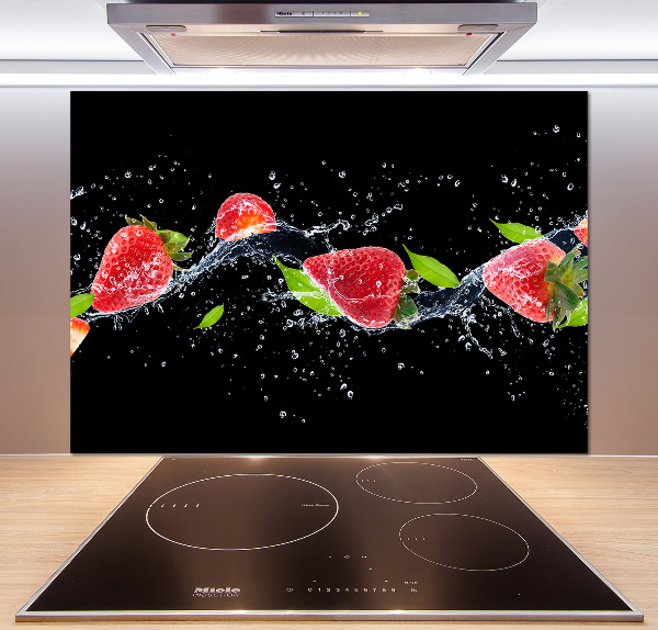 Crédence en verre avec motif Fraises et eau