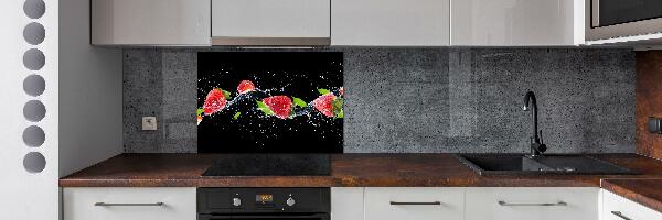 Crédence en verre avec motif Fraises et eau