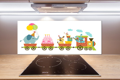 Crédence en verre cuisine Train joyeux