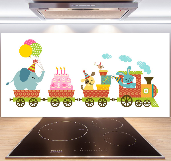 Crédence en verre cuisine Train joyeux