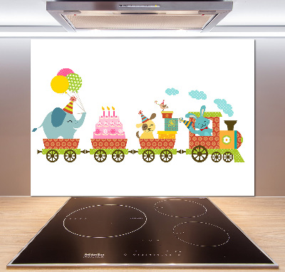 Crédence en verre cuisine Train joyeux