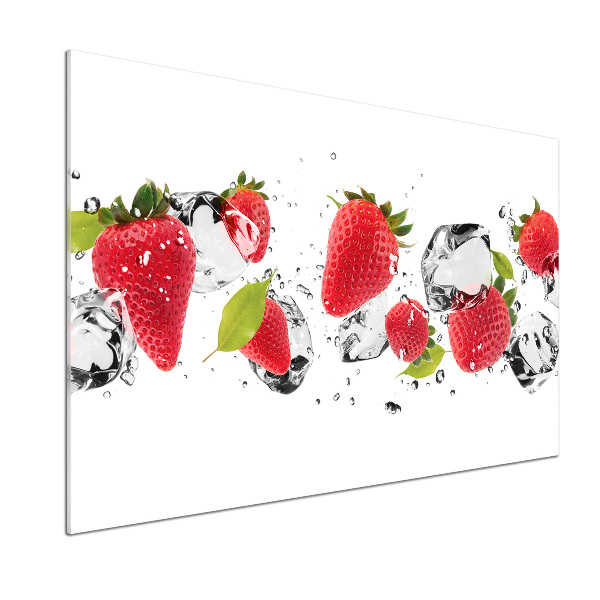 Crédence cuisine en verre trempé Fraises et eau