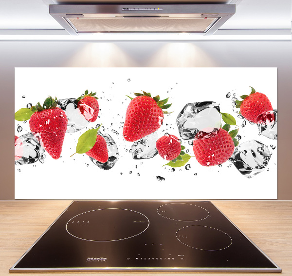 Crédence cuisine en verre trempé Fraises et eau
