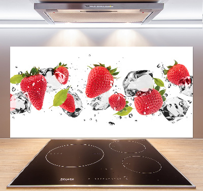 Crédence cuisine en verre trempé Fraises et eau