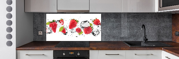 Crédence cuisine en verre trempé Fraises et eau