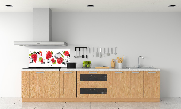 Crédence cuisine en verre trempé Fraises et eau
