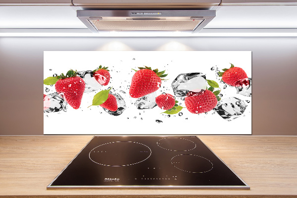 Crédence cuisine en verre trempé Fraises et eau