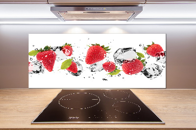 Crédence cuisine en verre trempé Fraises et eau