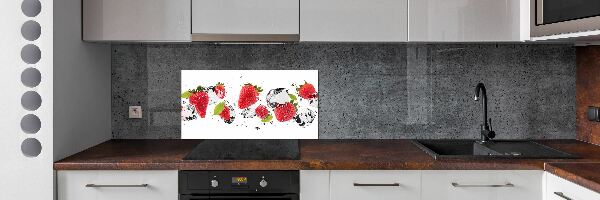 Crédence cuisine en verre trempé Fraises et eau