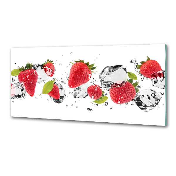 Crédence cuisine en verre trempé Fraises et eau