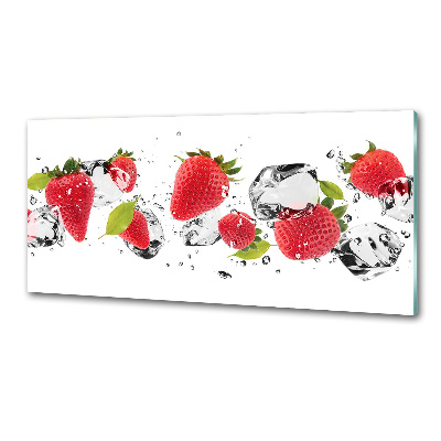 Crédence cuisine en verre trempé Fraises et eau