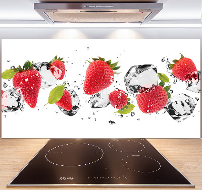 Crédence cuisine en verre trempé Fraises et eau
