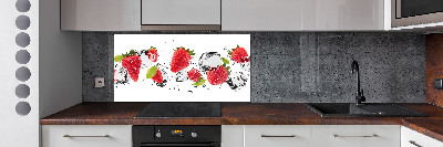 Crédence cuisine en verre trempé Fraises et eau