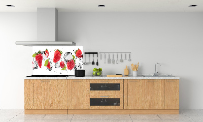 Crédence cuisine en verre trempé Fraises et eau