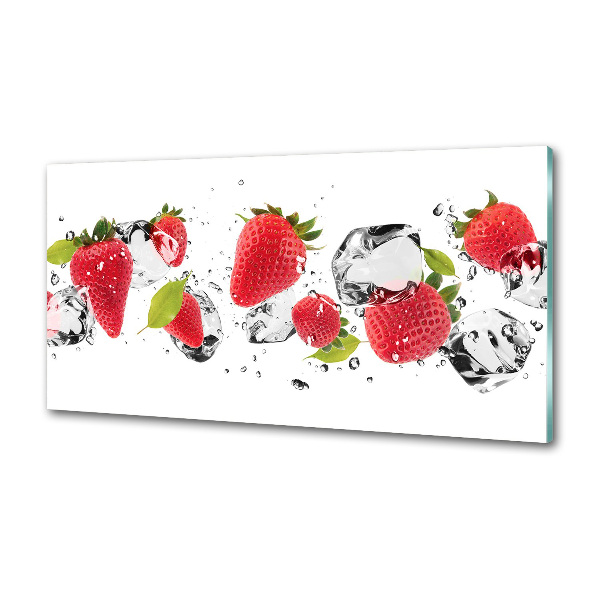 Crédence cuisine en verre trempé Fraises et eau