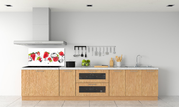 Crédence cuisine en verre trempé Fraises et eau