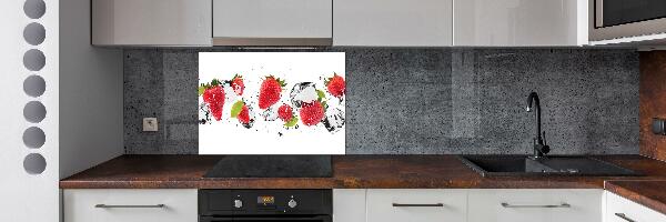 Crédence cuisine en verre trempé Fraises et eau