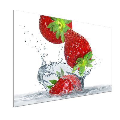Crédence de cuisine en verre Fraises et eau