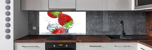 Crédence de cuisine en verre Fraises et eau