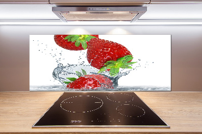 Crédence de cuisine en verre Fraises et eau