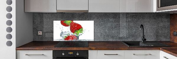 Crédence de cuisine en verre Fraises et eau