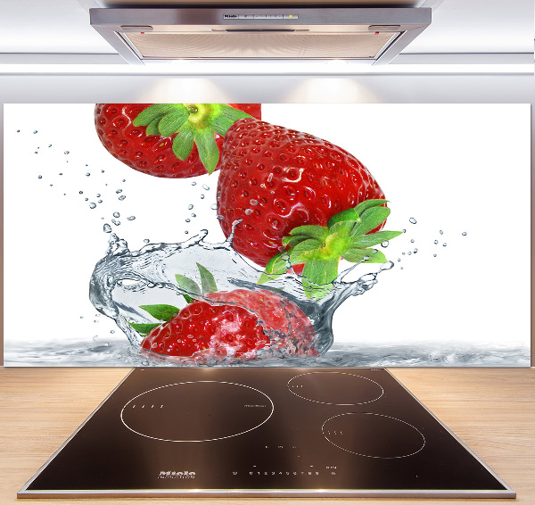 Crédence de cuisine en verre Fraises et eau