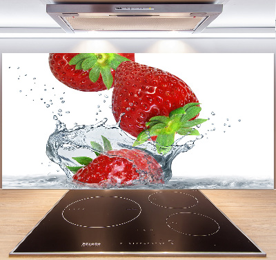 Crédence de cuisine en verre Fraises et eau