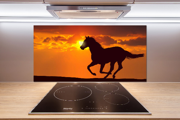 Panneau crédence cuisine Cheval au coucher du soleil