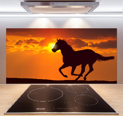 Panneau crédence cuisine Cheval au coucher du soleil