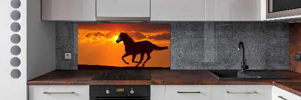 Panneau crédence cuisine Cheval au coucher du soleil