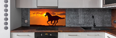 Panneau crédence cuisine Cheval au coucher du soleil