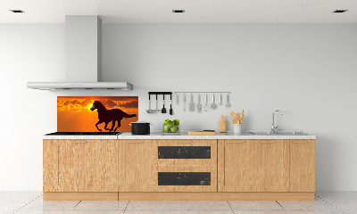 Panneau crédence cuisine Cheval au coucher du soleil