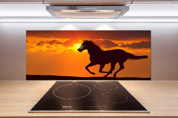 Panneau crédence cuisine Cheval au coucher du soleil