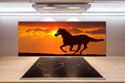 Panneau crédence cuisine Cheval au coucher du soleil