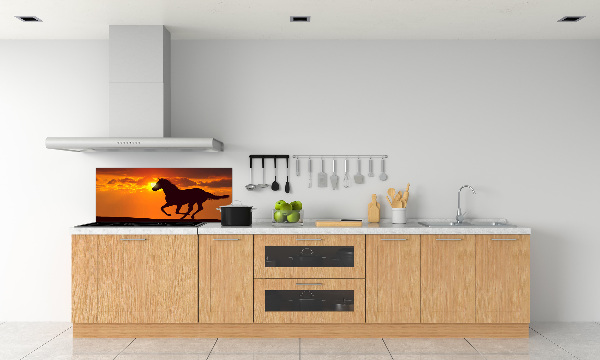 Panneau crédence cuisine Cheval au coucher du soleil