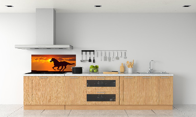 Panneau crédence cuisine Cheval au coucher du soleil